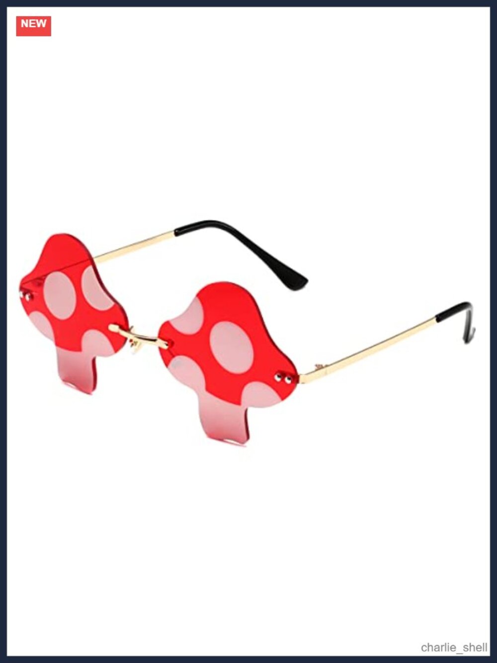 Mushroom Shaped Rimless Sunglasses Retro Festival Costume UV400 Adult